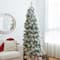 7.5ft Pre-Lit Flocked Pine Artificial Christmas Tree, Warm White LED Lights